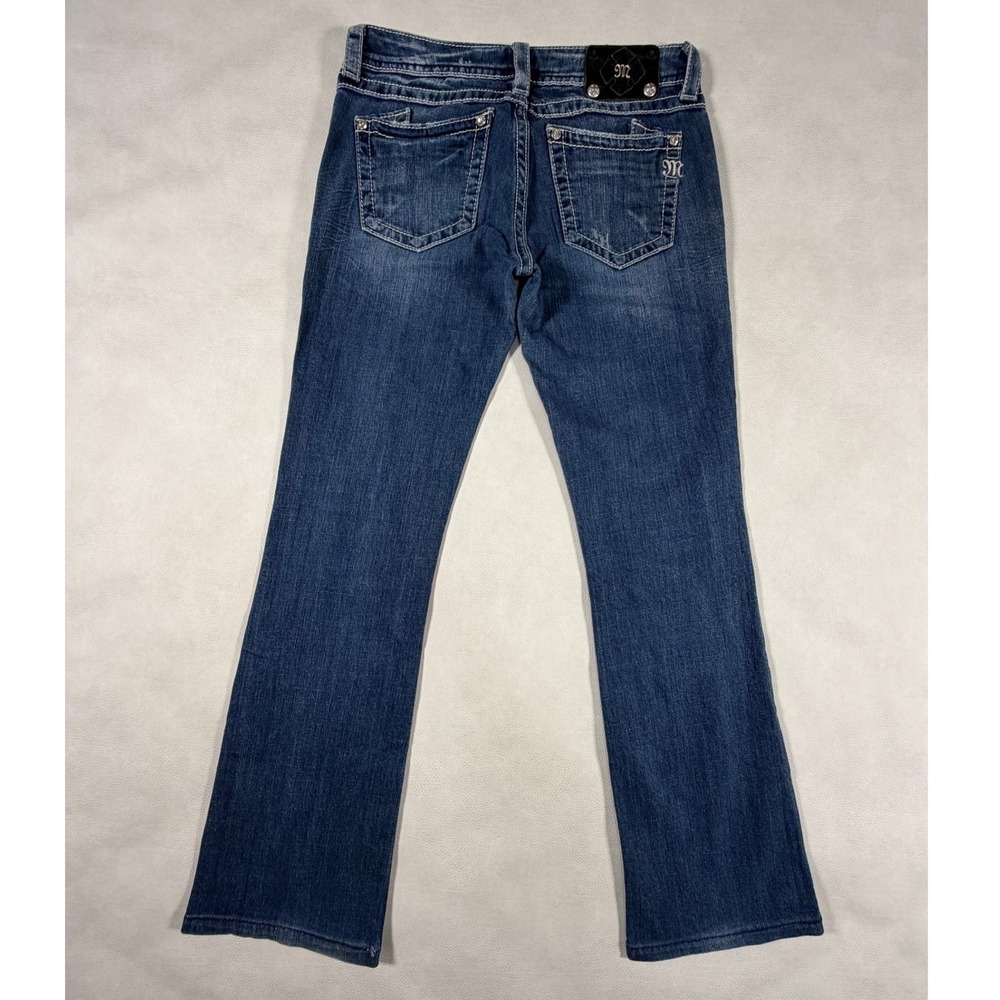 Miss Me JPS5152 Bootcut Jeans Medium Dark Wash Rhinestone Embellished Size 29 31 - Picture 2 of 13
